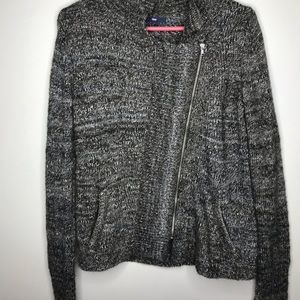 Gap side zip black gray wool blend sweater jacket